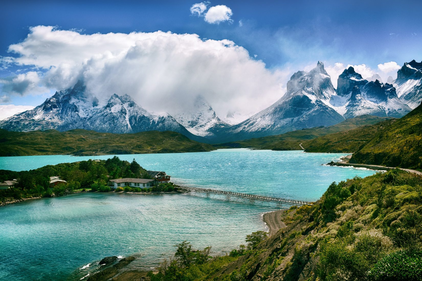 A vast ice field and glacier in Patagonia, South America.